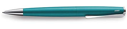 Lamy studio Kugelschreiber 266 Zeitloser Kuli in der Farbe Aquamarine aus rostfreiem Edelstahl und propellerförmigem Clip Stichbreite M