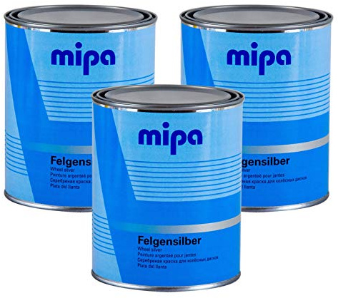 3x MIPA Felgensilber Autofelgenlack Felgenlack silber Einschicht-Lack 1 L Liter