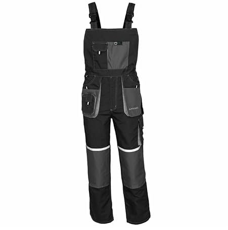 Agritrade AK Bib and Brace Dungaree Mens Multi-Pocket Cargo Heavy Duty Work Overalls EuroClassic, 11 cargo pockets, Triple Stitched Cordura Reinforcing (36W, Grey withouth Kneepads)
