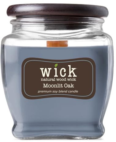 Wick – Moonlit Oak – Kerze aus Sojawachs mit Holzdocht mit leichtem Crêpitio im Glas – mit Noten von Bergamotte und Eukalyptus – Brenndauer 60/70 Stunden