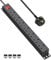 7 Way Extension Lead Power Strip, Rack Mount Power Socket with Mounting Brackets, Wall Mountable Power Socket 6ft Power Cord for Workshop Office Home -Black