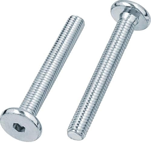 HEXATON Tornillos Mecánicos M6 x 30 mm – 50 Piezas – Cabeza Plana con Hexágono Interior – Acero Galvanizado Blanco – Rosca Métrica Completa