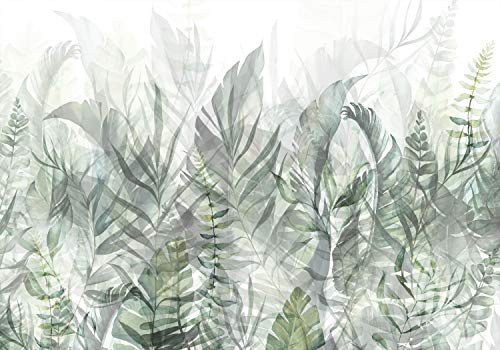 decomonkey Photo Wallpaper Tropical Leaf Watercolor Plants 350 x 256 cm