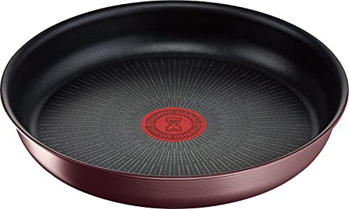 Tefal T-FAL L38503 Frying Pan, Removable Handle, 8.7 inches (22 cm), Non-Stick, Notification Mark for Right Temperature IH Gas Fire Compatible with Ingenio Neo IH Maroon Brown Unlimited Frying Pan,