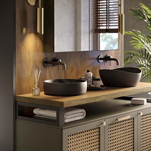 LAMO Manufaktur Waschtischplatte, Holzplatte Waschtisch, 80x40 cm (AxB), Rustikal, ohne Montageset, LWPG-01-A-003-AG