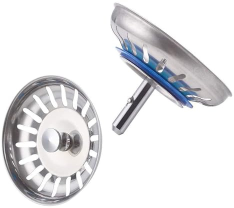 2 Pack Kitchen Sink Strainer Plug, 80mm 304 Stainless Steel Sink Plug Basket with Multiple Holes for Kitchen Bathroom Sinks
