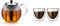 Bodum 1802-16 assam Teebereiter, (French Press System, PermanentEdelstahlfilter),1,5L,shiny & 4557-10 pavina 2-teiliges Gläser-Set (Doppelwandig, Isoliert, Mundgeblasen, 0,08 liters) transparent