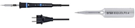 Ersa PTC70 Temperaturgeregelter Lötkolben 75W 230V 0710CD & Dauerlötspitze gerade verlängert bleistiftspitz 0,4mm Durchmesser mit ERSADUR-LF Beschichtung (bleifrei löten)für erhöhte Standzeit 0832UDLF