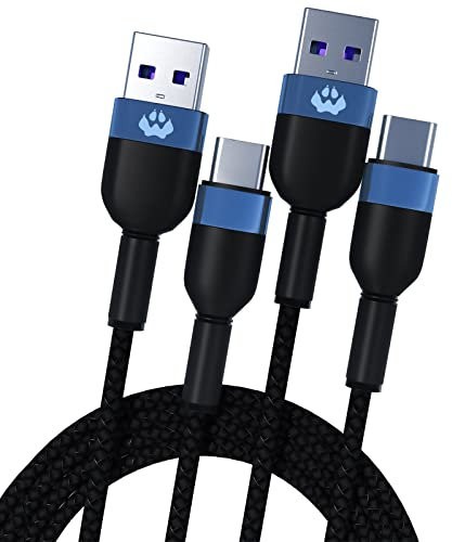 PAWHITS Lots de 2 Câble USB C 2M Type C Charge Rapide, Câble en Nylon tressé de USB-A Type-C Compatible avec Samsung Galaxy S9/S8/S8+, Huawei P10/P10 Plus/Mate 9/Mate 10 Pro, Google et plus.