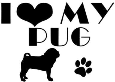 GAETOYEN Autoaufkleber Hund Personalisiert 15 cm X 10,4 cm Ich Liebe Meinen Mops Hund Vinyl Auto Aufkleber Aufkleber Schwarz/Silber Css1A16057