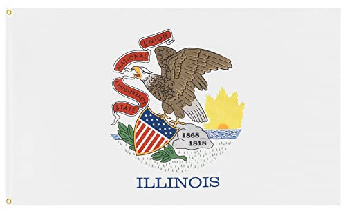 MUWO Flagge America Edition 90 x 150 cm, doppelseitige Gartenflagge, wetterfeste Fanflagge, Fußballflagge Polyester der 50 Vereinigten Staaten, USA-Bundesstaaten mit Ösen (Illinois)