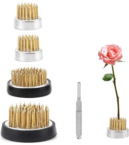 DBREAKS Blumen Frosch, 4 Stück Steckigel Blumen, Kenzan Blumendekoration, Rund Blumenigel, Flower Frog Blumenarrangement, Blumenhalter Ikebana, Messing-Nadel für Blumenschmuck (23mm/34mm/40mm/46mm)