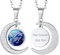 Suplight Damen Sternzeichen Fische Kette personalisiert Edelstahl Mondsichel Anhänger mit 50+5cm Rolokette Tierkreis Sternbilder Halskette Horoskop Modeschmuck für Mädchen Jungen