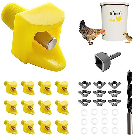 Whimsii Hühnertränke Nippel Horizontale Seitenmontage Anti-Leak Automatisches Wassersystem für Geflügel Geeignet für Hühner Ente Wachteln Inklusive Bohrer & Installationswerkzeug