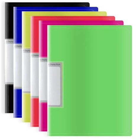 FOSHISY Präsentationsmappe A4, A4-Präsentationsmappe mit Kunststofftaschen, 30 Taschen, Projektmappe, Polly Pocket Ordner mit Hülle, 350 Mikron Einband mit 30 Mikron Seiten, 6 Stück
