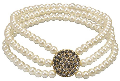 Alpenflüstern Trachten-Perlenarmband Strass Rondo - Damen-Trachtenschmuck, elastische Trachten-Armkette, Perlenarmband (klar) DAB080