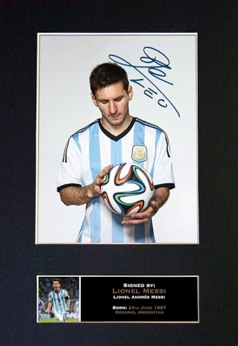 LIONEL MESSI Signed Autograph #2 Argentina Football Reproduction Digital Signature Print Poster Mounted A4#503U