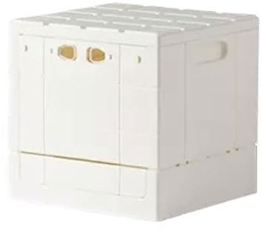 Collapsible Storage Bin with Lid, Foldable Plastic Box for Garage, Car Trunk, and Organization, Outdoor Camping Storage Box Sorting Box Stackable Lidded Container (Color : White, Size : Middle)