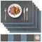 Tischsets Abwaschbar Leder und Untersetzer 6 Set, Doppelseitigen Platzset Abwaschbar und Wasserdicht Platzdeckchen Leder Kunstleder Tischset Lederoptik Platzset (Schwarz Blau)