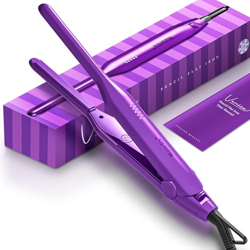 Manelix 0.3 Inch Super Slim Design Mini Flat Iron for Short Hair, 2 in 1 Hair Straightener and Curler, Dual Voltage PTC and Ceramic Small Flat Iron Hair Straightener