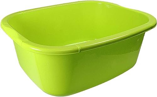 OptiProducts® 11L Liter Plastic Washing Bowl Rectangular Multi-Purpose Basin Mixing Pot Sink Tidy Organizers (Lime Green)