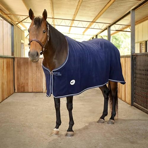 Jeffers Elite Fleece Cooler Blanket for Horses, 78 – Contoured Moisture Wicking Horse Cooler, Lightweight Breathable Fleece Horse Cover for Layering, Travel, Grooming & All Year Round Use - Navy