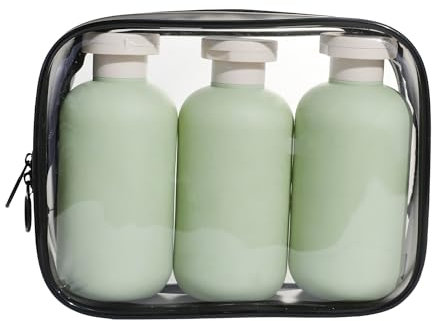 3 Stück 200ml Squeeze Bottles mit Flip Cap, Auslaufsicher Squeeze Reise Container, Nachfüllbare Kunststoff-Reisebehälter, Tragbare Reiseflaschen, für Cremes, Lotion, Shampoo