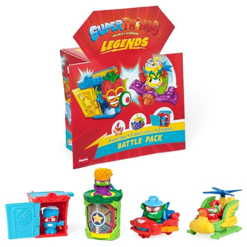 SUPERTHINGS Legends Battle Pack Sortiment der legendärsten SuperThings-Charaktere, enthält 4 SuperThings, 2 Hideouts und 2 Fahrzeuge, enthält Produkte der Serie 1-9