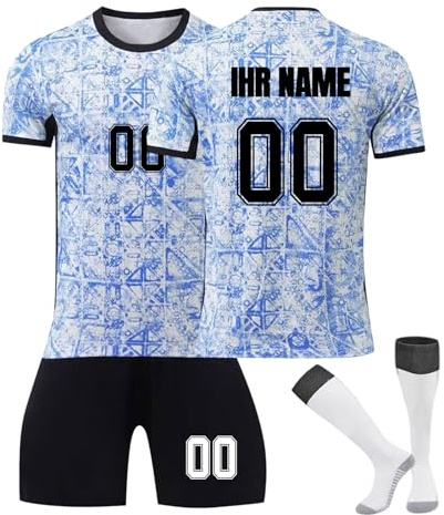 Generic Fußball Trikot Kinder Personalisiert Fussball Trikot Kinder Erwachsene mit Nummer Name Hemd & Kurze & Socken Set Fußball Trikot