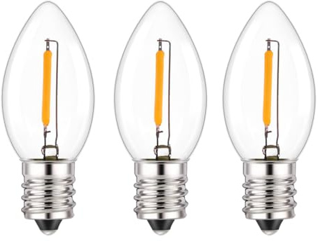 ShuoHui C7 E12 220V LED Kerzenlampe, 0.5W Vintage Edison Kleine Ersatz-Glühbirne ersetz 7W Glühend für Nachtlicht/Kokosnusslichterkette 2200K Super Warm Leuchtmittel, 50 Lumen Nicht Dimmbar (5)