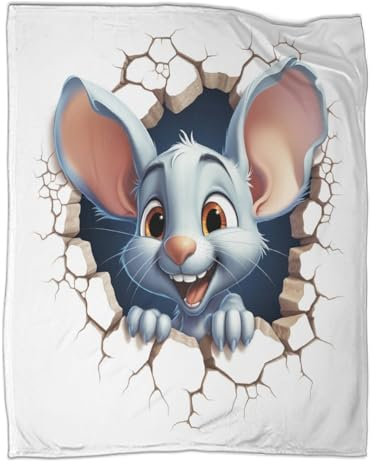 3D Maus Zeichentrickfilm Animals Bedruckte Weiche Wolldecke, Matratze, Sofa, Reiseautositz, Warme Decke Für Die Inneneinrichtung Kinder Erwachsene 50x60inch(127x152cm)