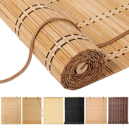 tow000ack Tenda a Rullo in bambù,Tapparella Avvolgibile Bamboo Natura,Cortina di bambù Opaca,Tenda a Pacchetto Parasole per Interni Esterni Porte e Finestre,Larghezza x Altezza (90cm x 160cm)