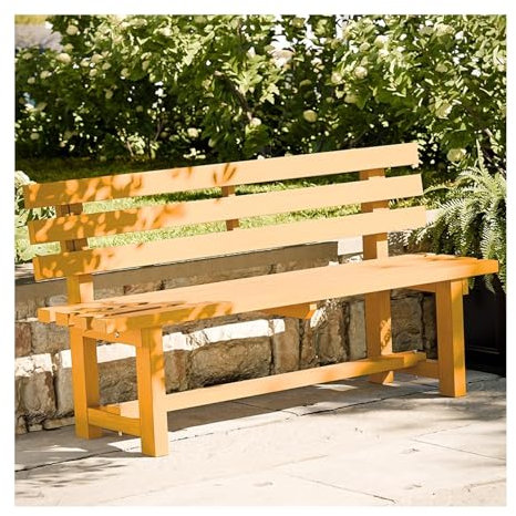Dreisitzer-Gartenbank, wetterfeste Gartenbank for den Außenbereich, Parksitz mit Rückenlehne, Esszimmerbank (Farbe: Braun, Weiß, Gelb, Blau, Größe: 120 cm, 150 cm)(C,120x38x79CM/47.2x15x31IN)