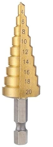 Broca escalonada de ranura recta grande de 4-20mm, 4-12mm, agujero de broca recubierta de titanio for madera y Metal, broca de núcleo, 1 ud.(4-20 Hexagon Shank)