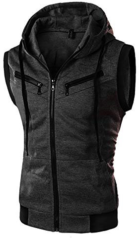 Tank Top Herren Gym Ärmellose Hoody Kapuzenjacke Sommer Sweatjacke mit Kapuze Zipper Kapuzenpullover Männer Gym Outdoor Sport Fitness Hoodie Muskelshirt Leisure Tanktops Muskelshirts Sportlich