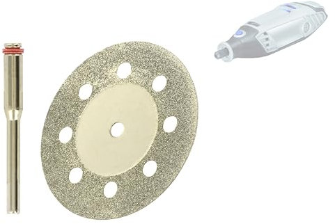 TIVOLY - Set di 3 dischi diamantati Ø38 mm + pilota - Troncaatura, intaglio e taglio di terracotta, piastrelle e gesso - Attacco: coda cilindrica Ø3,2 mm - Per DREMEL/PROXXON