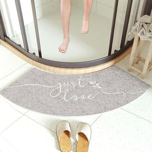 Generico Tappetino da Bagno Curvo, Morbido E Assorbente Tappeto Antiscivolo, Angolare Lavabile Tappeto Doccia per Docce Semicircolare(StyleC,45 x 100cm)