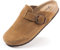 FITORY Sabots Femme en Daim Souple Nu-Pieds Ajustables avec Semelle en Liège Anatomique Mule Marron Taille 39/40