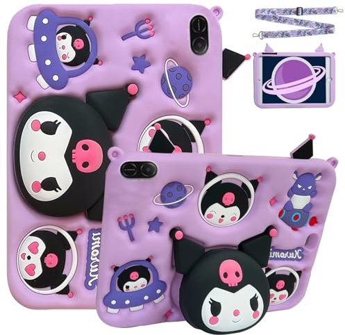 A-BEAUTY Kids Case Compatible with Honor Pad X8a 11 inch 2024, Honor Pad X9 11 2024, Shockproof Silicone Protective Cover with Stand, Shoulder Strap, Purple