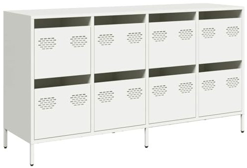 vidaXL Sideboard Weiß 135x39x73,5 cm Kaltgewalzter Stahl, Kommode, Anrichte, Küchenschrank, Schubladenkommode, Schrank, Flurschrank, Wohnzimmerschrank