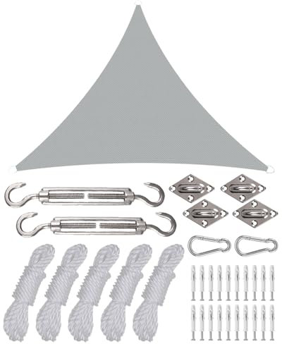 Sun Shade Sail, 3x3x3M Triangle Sun Shade Sail, Waterproof, Breathable, UV Blocker, Strong Wind Resistance, Garden Sail with Installation Kit, for Garden, Patio, Pool, Backyard