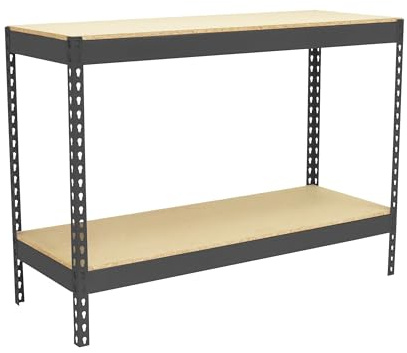 Simon Rack BT-Basic Werkstattbank, maximale Belastung 400 kg, 900 x 1500 x 750 mm, Arbeitstisch für Heimwerker, Anthrazit/Holz