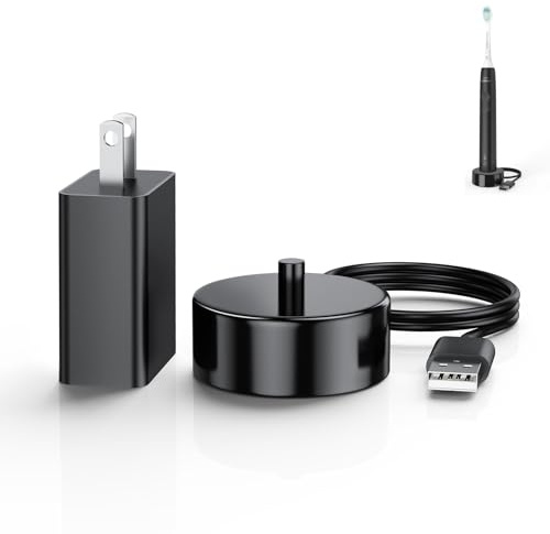 Ersatz-Ladestation kompatibel mit Philips Sonicare 4100 3100 Series wiederaufladbare elektrische Zahnbürste HX3681 Power Brush USB wasserdichte Ladestation Netzkabel - Schwarz