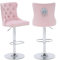 Chummaven Tabourets de Bar en Velours 2 pièces, chaises de Cuisine réglables en Hauteur, tabourets de Bar rembourrés avec Garniture en tête de Clou pour Table de Salle à Manger, Bar, Rose