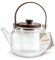 Charbrew 900ml Clear Glass Teapot with Infuser - Ribbed Borosilicate Glass, Wooden Lid & Handle - for Loose Leaf Tea, Teabags & Blooming Tea - Serves 4 Cups