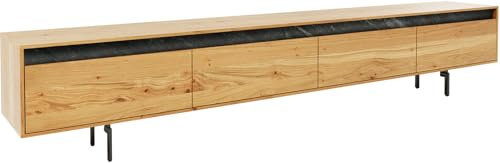 DELIFE TV-Board Stonegrace Eiche Natur 240 cm 4 Türen Fuß Oval Metall Schwarz Lowboard