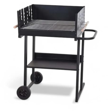 Briconess.com Holzkohlegrill aus Stahl mit Windschutz schwarz 88 x 47 x 93 H cm