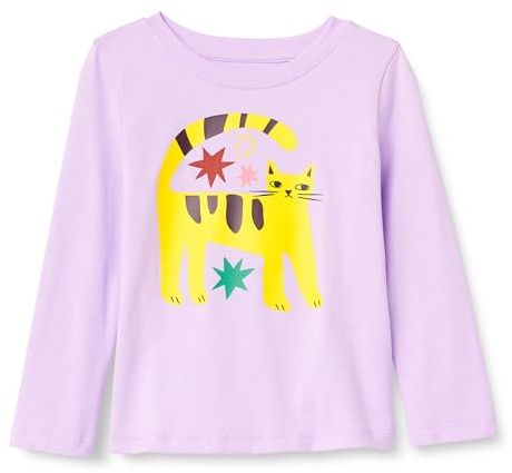 Amazon Essentials T-Shirt Maniche Lunghe Bambine e ragazze, Lilla Gatti, 3 anni