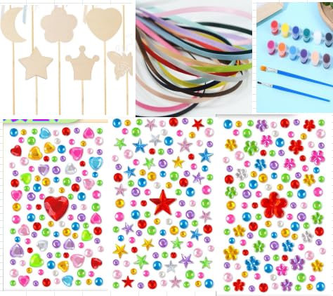 12 Stück Zauberstab Bastelnset, Zauberstab Basteln Kindergeburtstag, DIY Prinzessin Zauberstab, Zauberstab Kinder Holz Bastel für Feen Geburtstag Deko, Party, Geschenk für Mädchen (6 Formen)