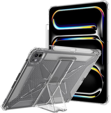 Asgens Funda Transparente para iPad Air de 13 Pulgadas M3/M2 (2025/2024), iPad Pro 12,9 (6.ª/5.ª/4.ª/3.ª Gen.) Soporte para Lápiz, TPU Suave Esquinas Reforzadas Resistente a Golpes e Impactos